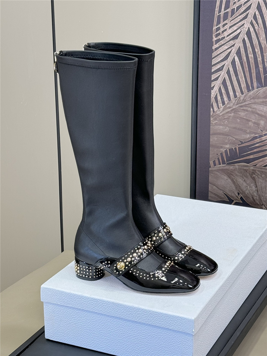 D10r stretch lambskin long boots
