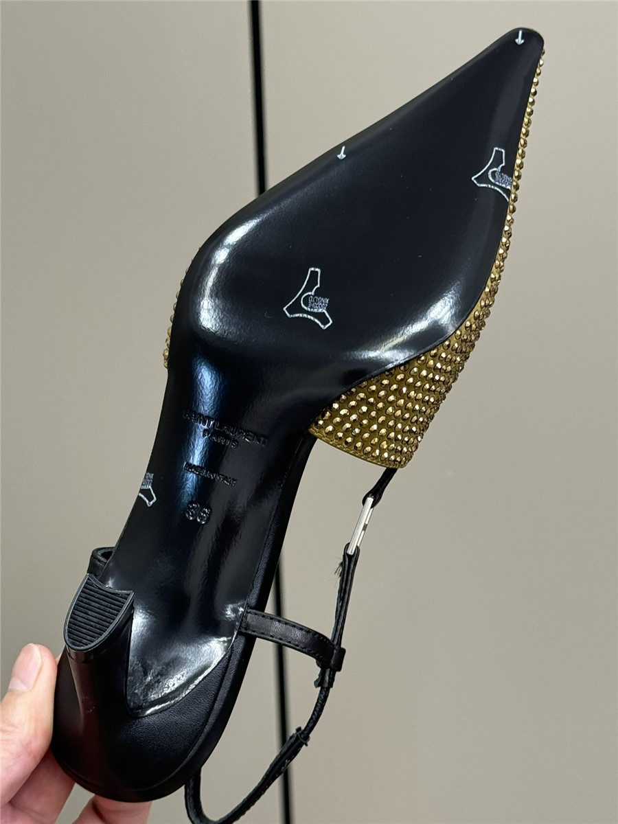 yves sa1nt lau*nt y51 D1am0nd slingback sandals