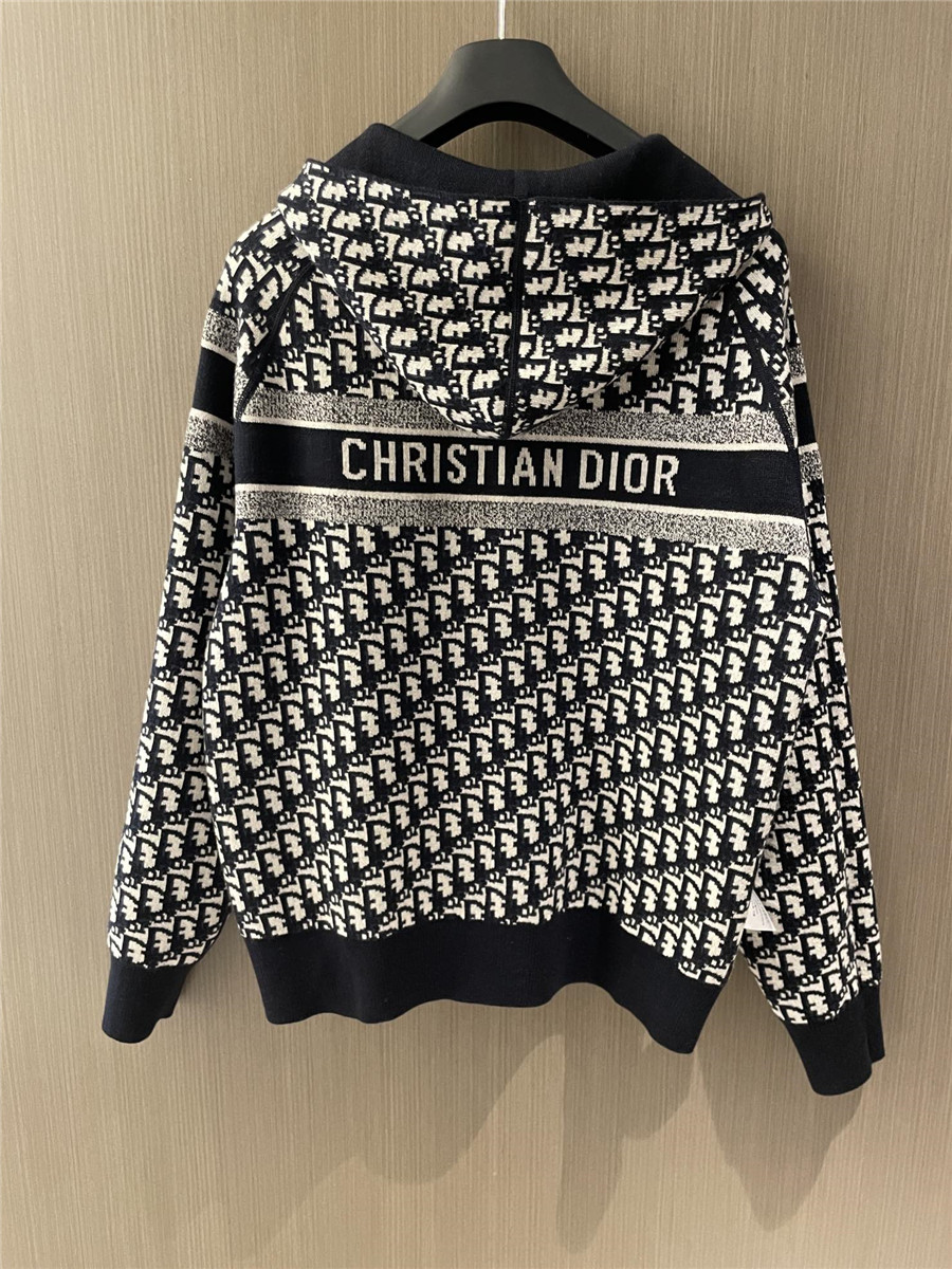 D10r oblique reversible hooded cardigan in blue