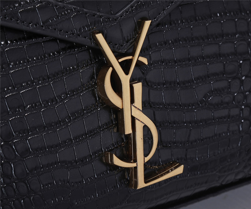 Sa1nt Lau*nt medium cassandra croc-effect bag