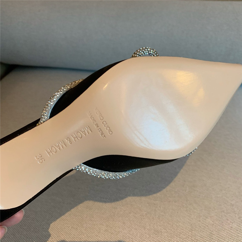 &  Rhinestone bow half drag high heels