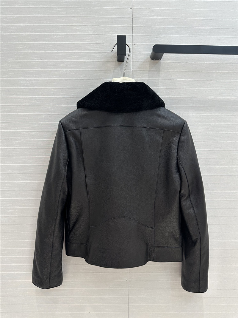 H**me5 lambskin collar motorcycle jacket
