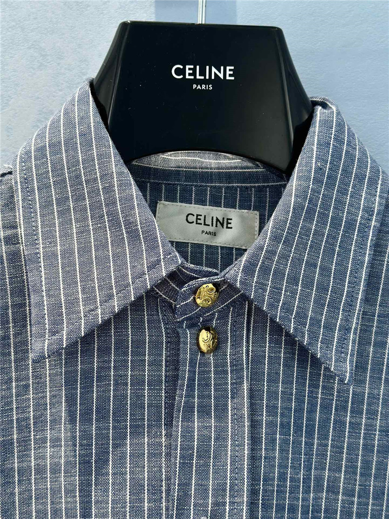 Ce1i*e logo denim striped shirt
