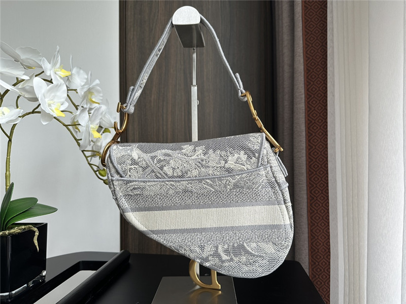 D10r grey embroidered denim saddle bag