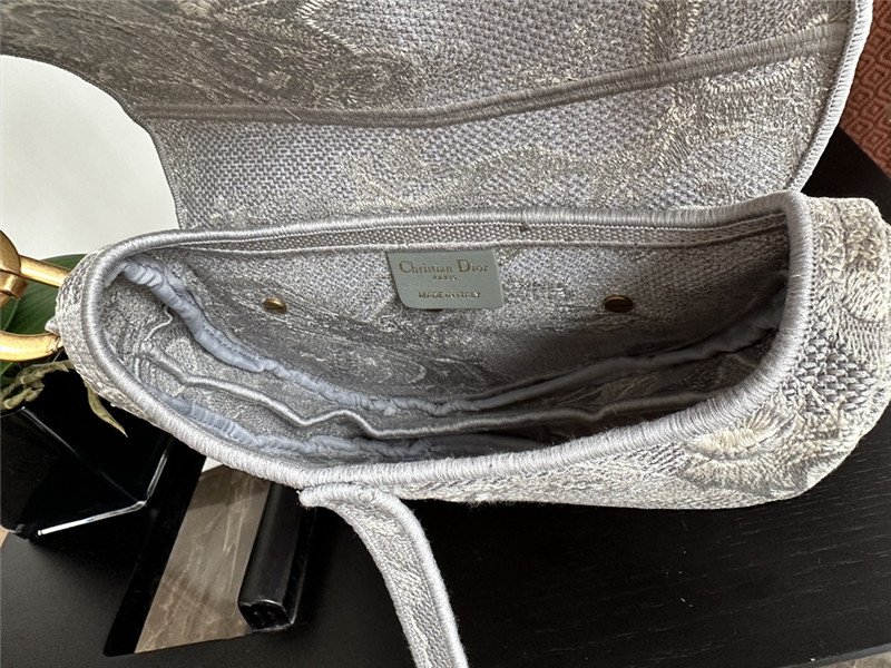 D10r grey embroidered denim saddle bag