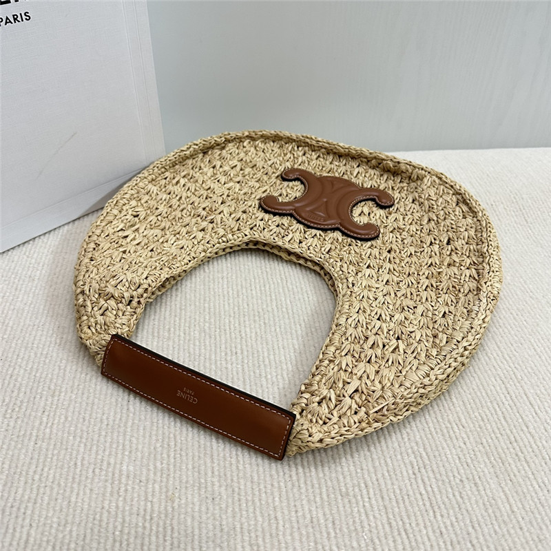 Ce1i*e classic panier hobo bag in raffia & calfskin
