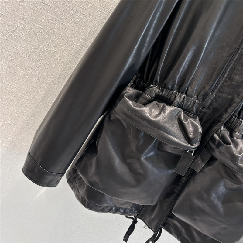 Pra*a hooded leather jacket