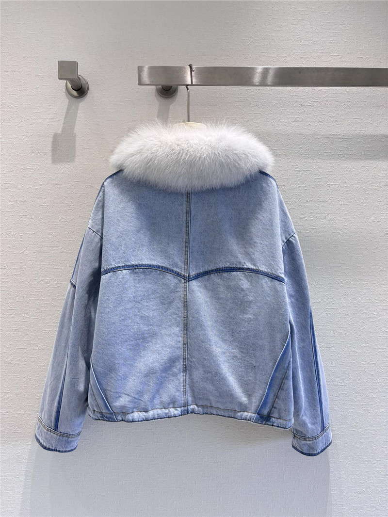 Vanitoo fox fur collar denim jacket