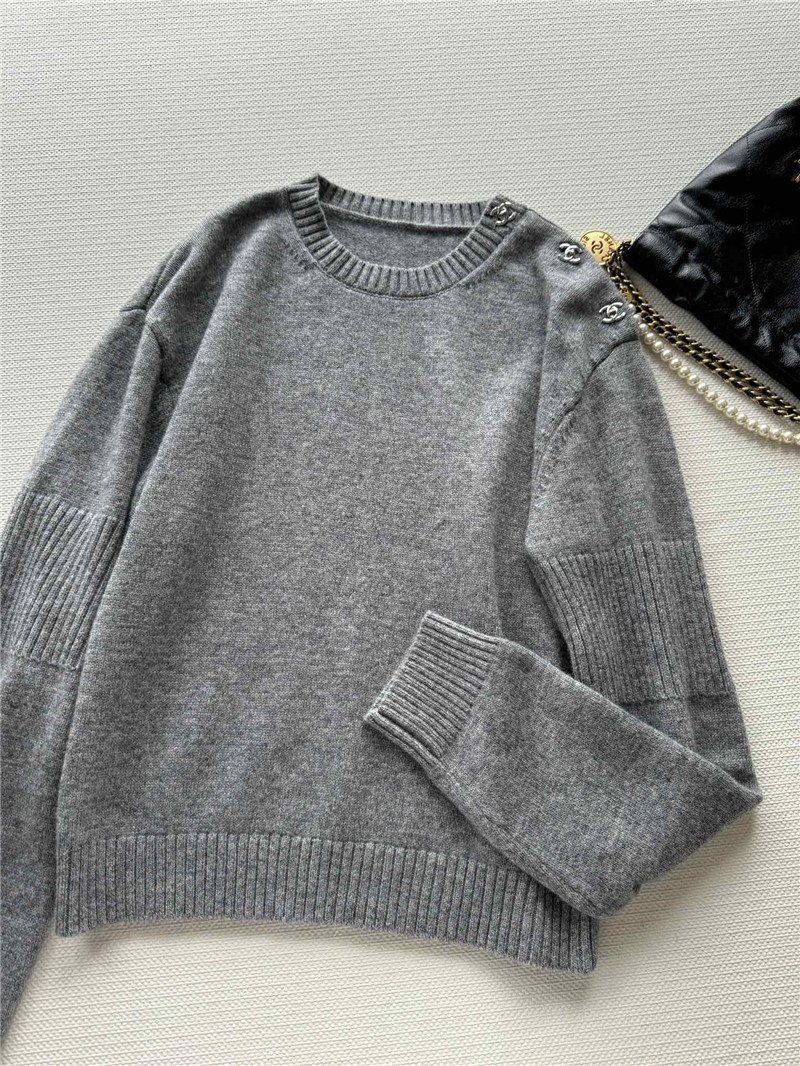 Ch**el logo shoulder buttons cashmere sweater