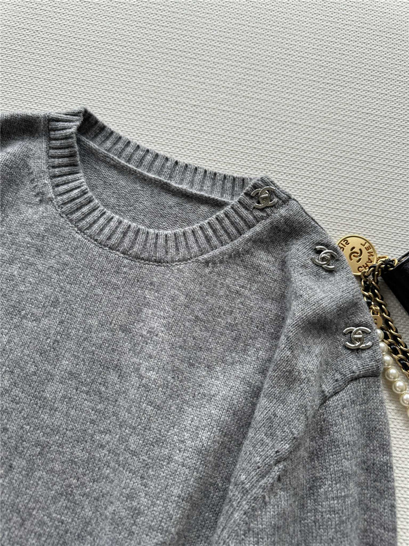 Ch**el logo shoulder buttons cashmere sweater