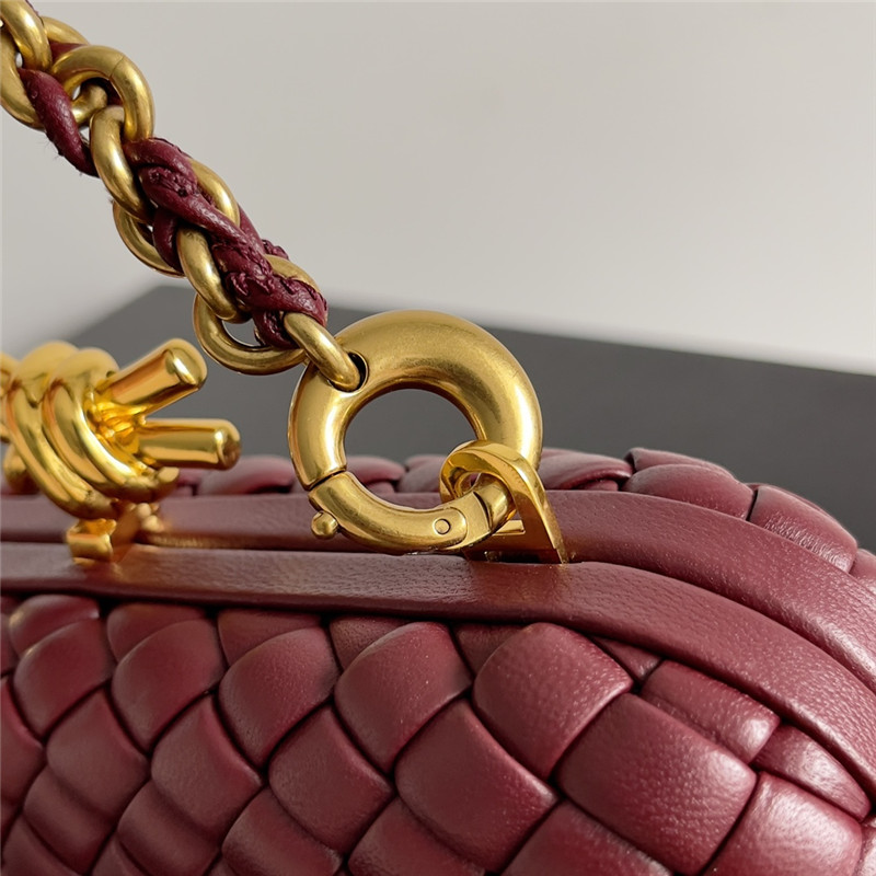 b0tt*ga Ven*ta wine red knot clutch