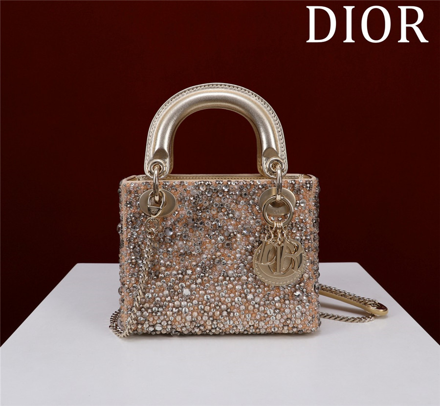 d10r lady embroidered beaded D1am0nd handbag