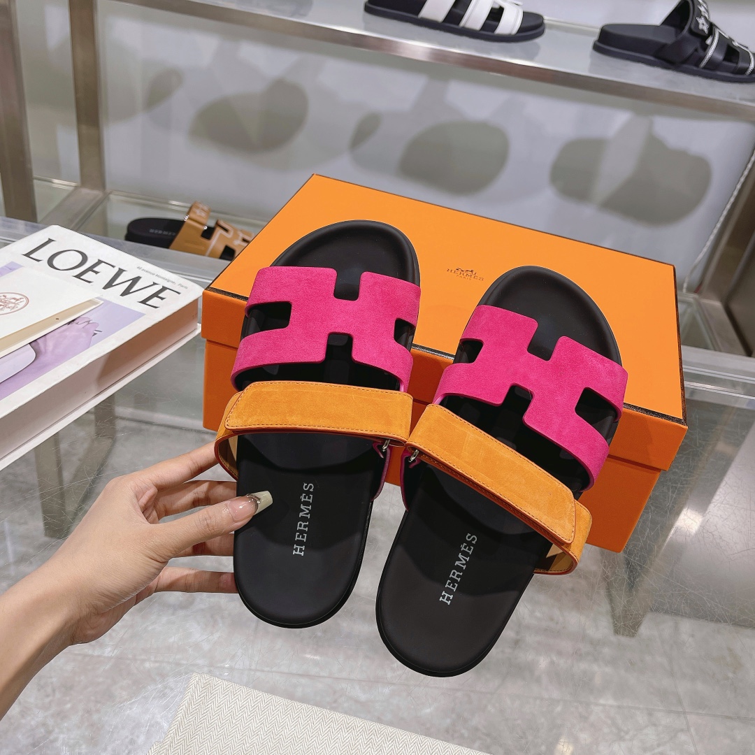 H**me5 chypre pink brown suede sandals