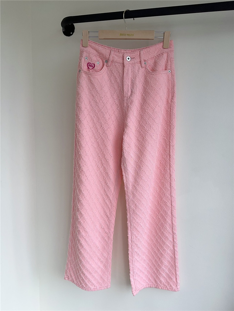 M1um1u embroidered jacquard straight leg jeans