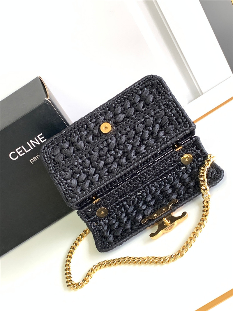Ce1i*e raffia effect claude chain shoulder bag
