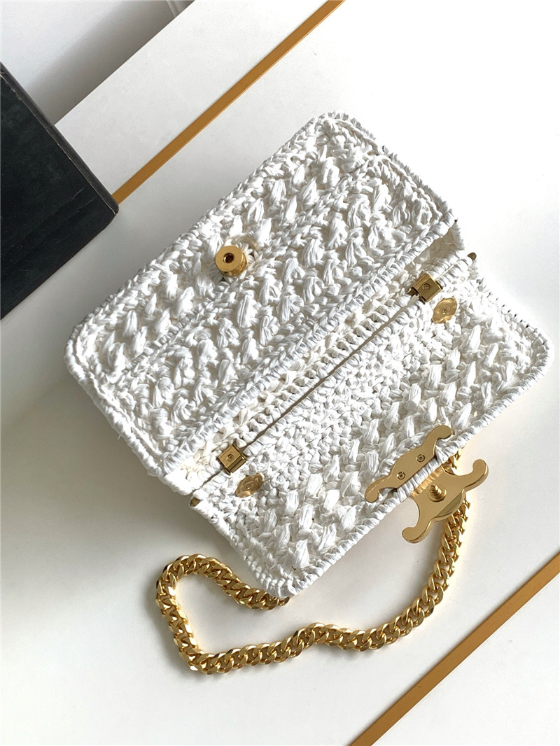 Ce1i*e raffia effect claude chain shoulder bag in white