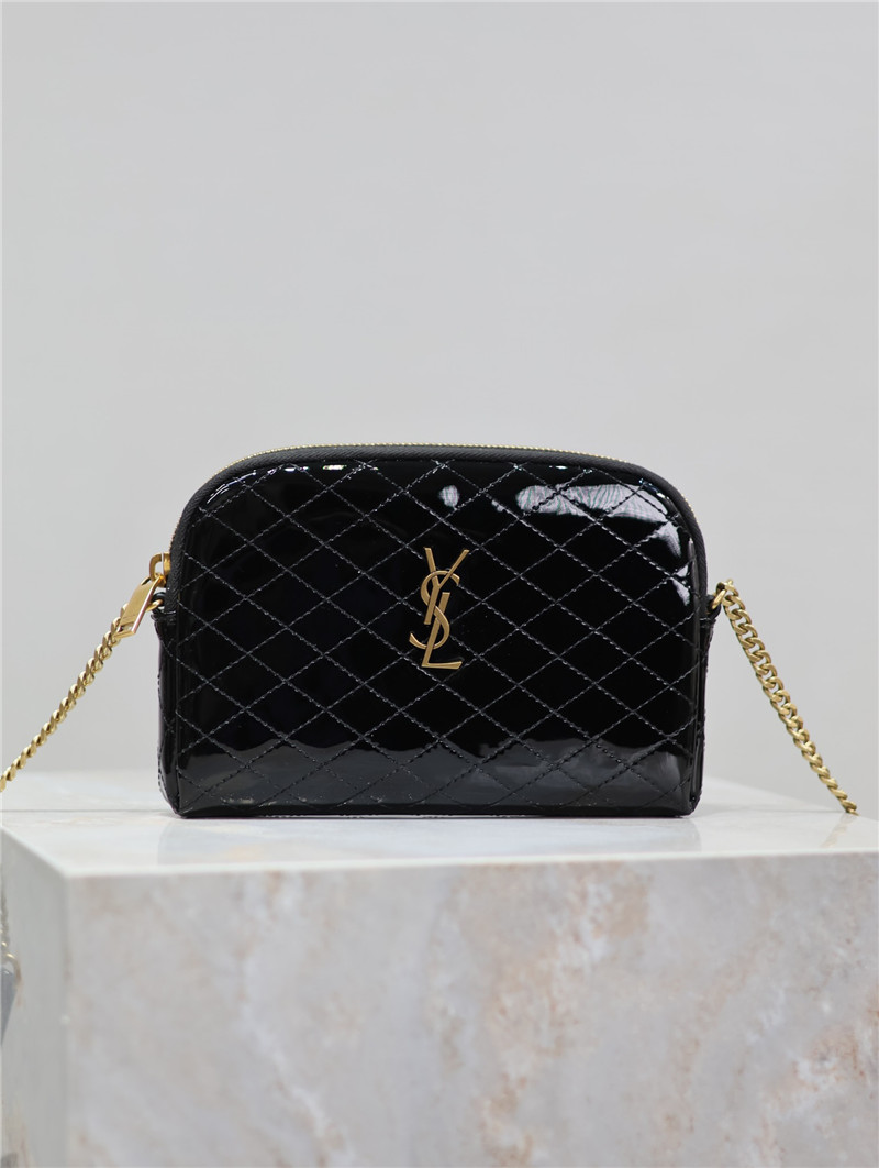 Sa1nt Lau*nt patent leather gaby zipped pouch