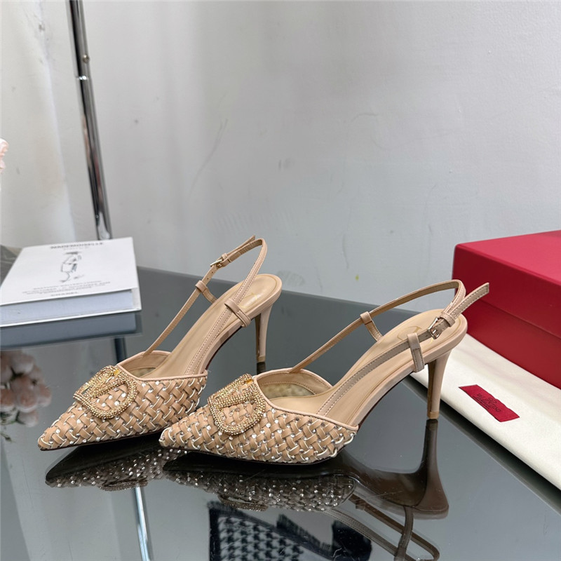 va1e*ntin0 heavy woven v D1am0nd high heel sandals