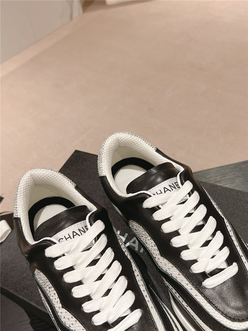 Ch**el rhinestone stitching casual sneakers