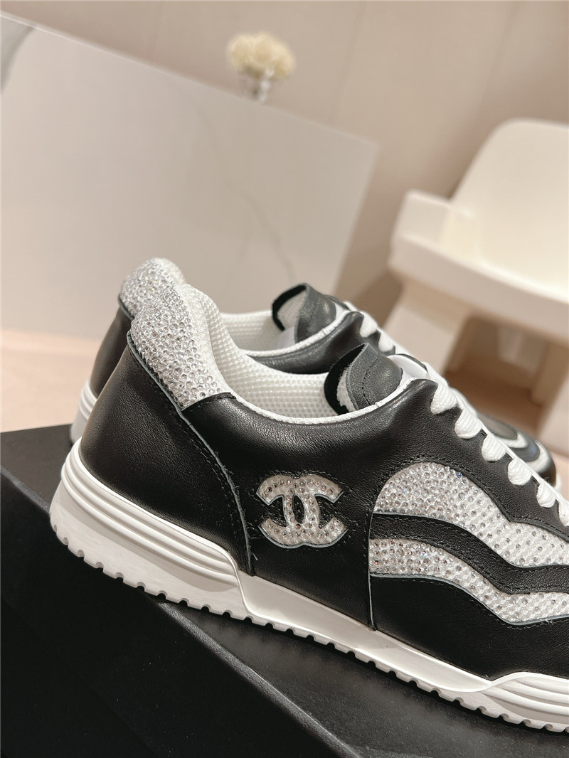 Ch**el rhinestone stitching casual sneakers