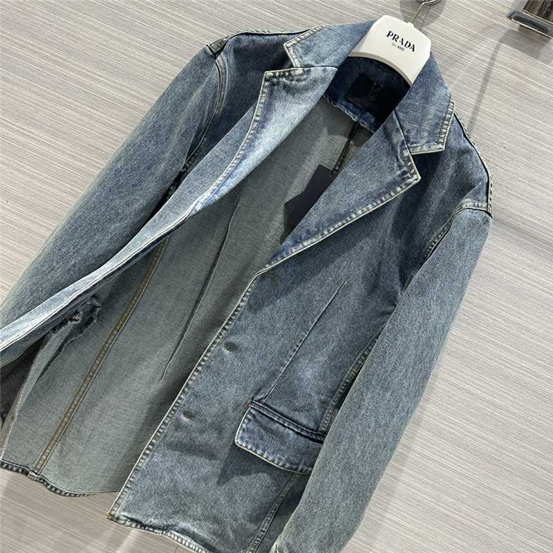 Pra*a enzyme washed denim blazer