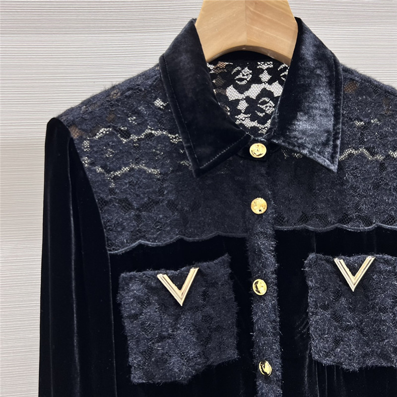 Va1e*ntin0 fake two piece patchwork design lapel shirt