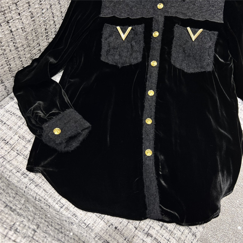 Va1e*ntin0 fake two piece patchwork design lapel shirt