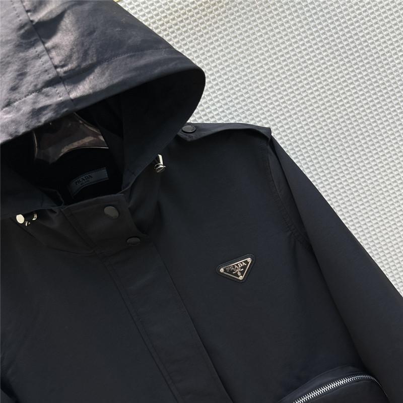 Pra*a hooded zippered short double pocket jacket