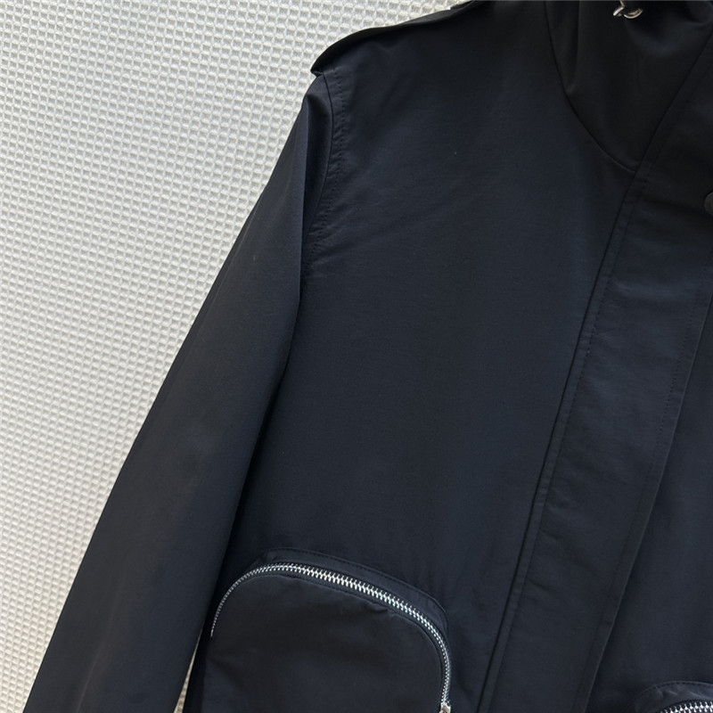 Pra*a hooded zippered short double pocket jacket