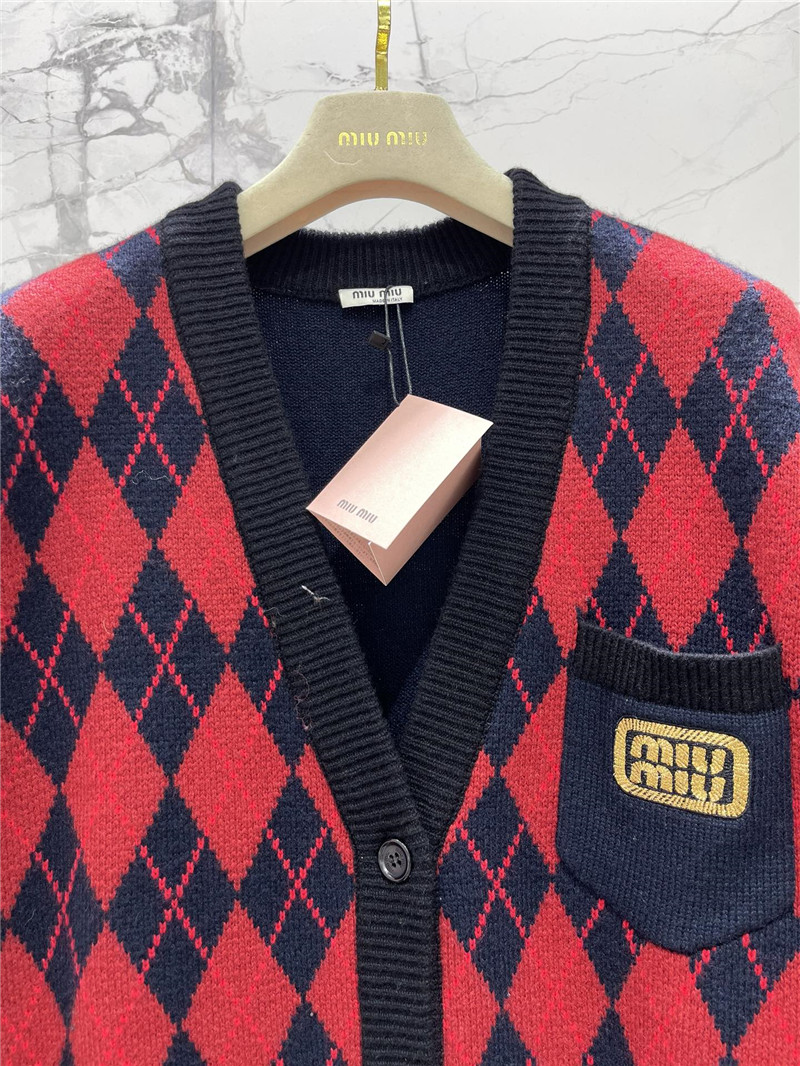 miu miu logo D1am0nd knit cardigan