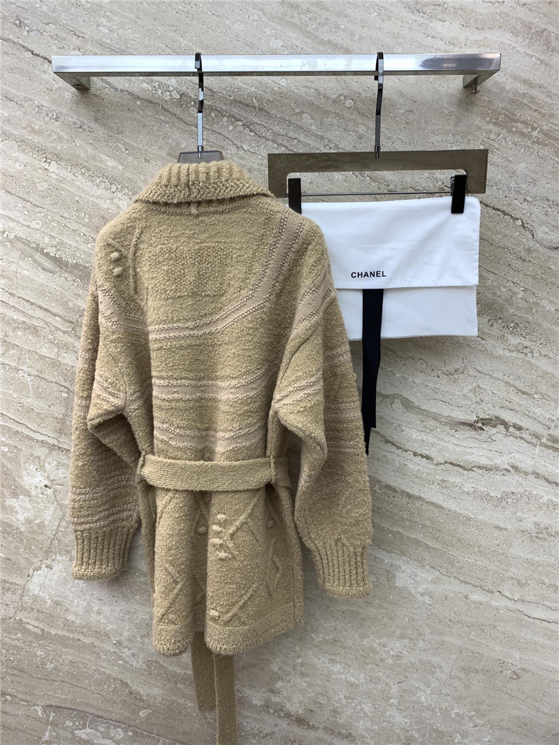 Ch**el coco neige lace-up heavy cardigan jacket