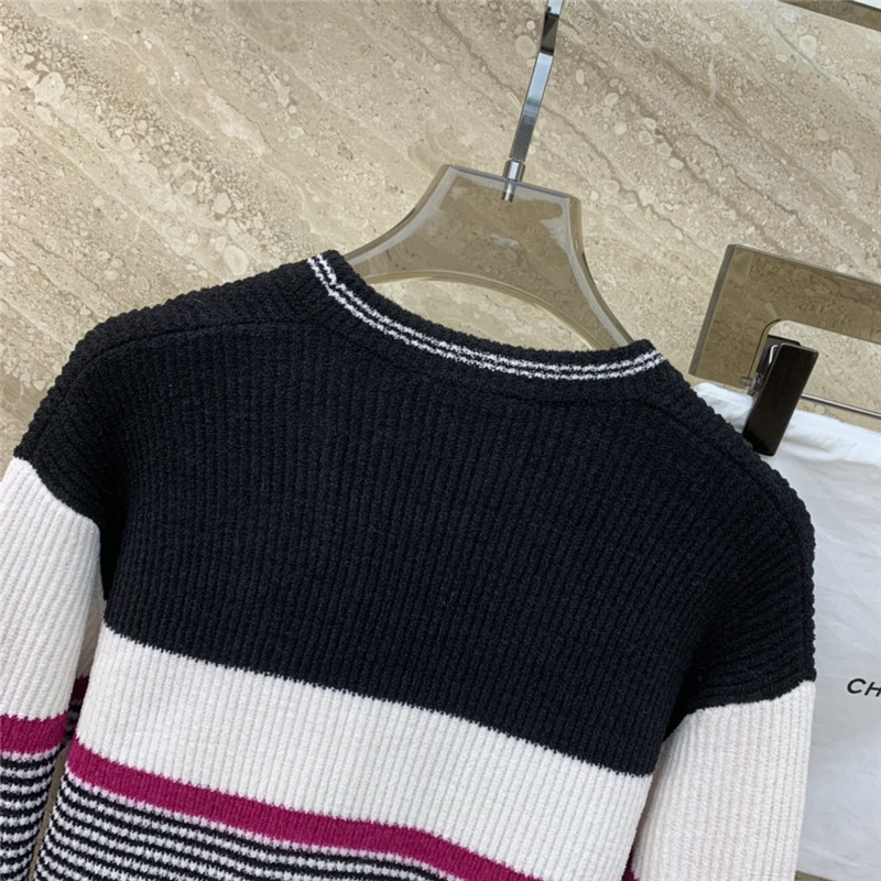Ch**el contrast wool cardigan in navy