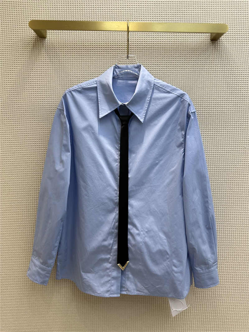 Va1e*ntin0 v-shaped metal button tie embellished shirt