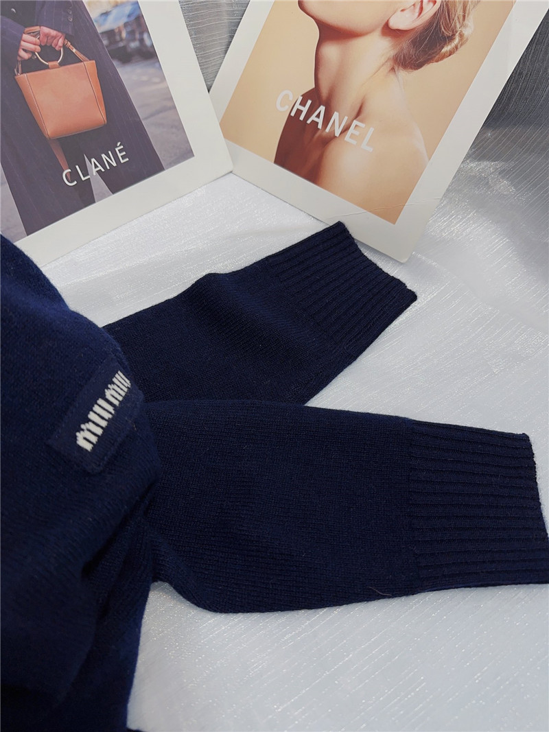 Miu Miu Logo Wool Sweater in Classic Navy