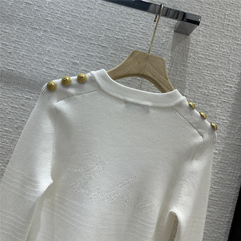 Balmain White Button Knitted Sweater
