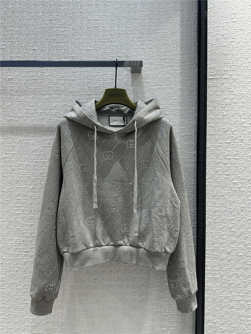 gvc*1 crystal hot D1am0nd gg letter hooded sweatshirt