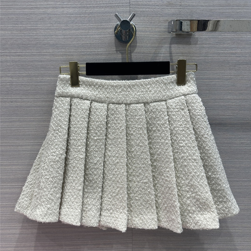 Ch**el tweed pleated mini skirt