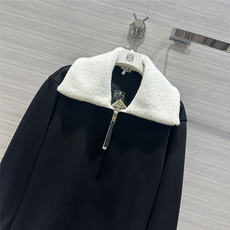 L0ew* lambswool collar sweatshirt black
