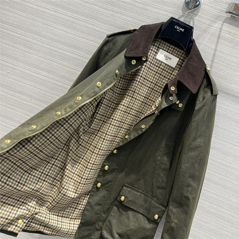 Ce1i*e core velvers leading green worker jacket coat