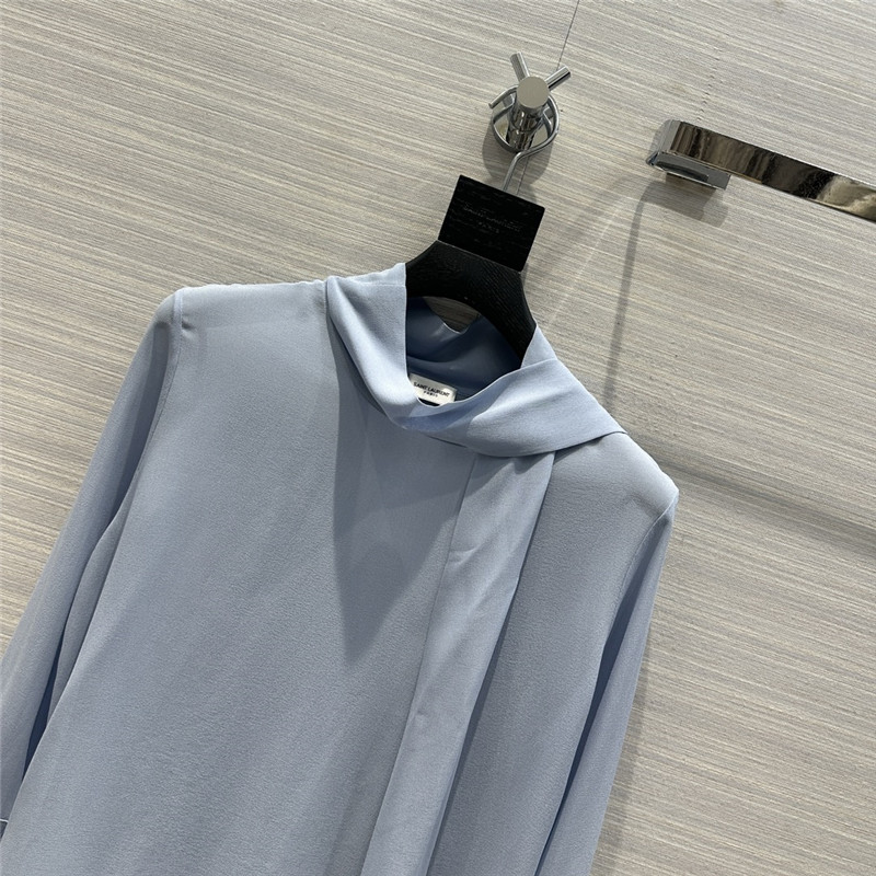 Y51 ribbon real silk shirt