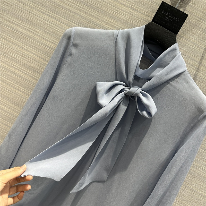 Y51 ribbon real silk shirt