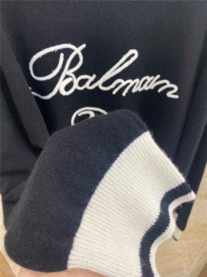 Balmain new letter embroidered cashmere top