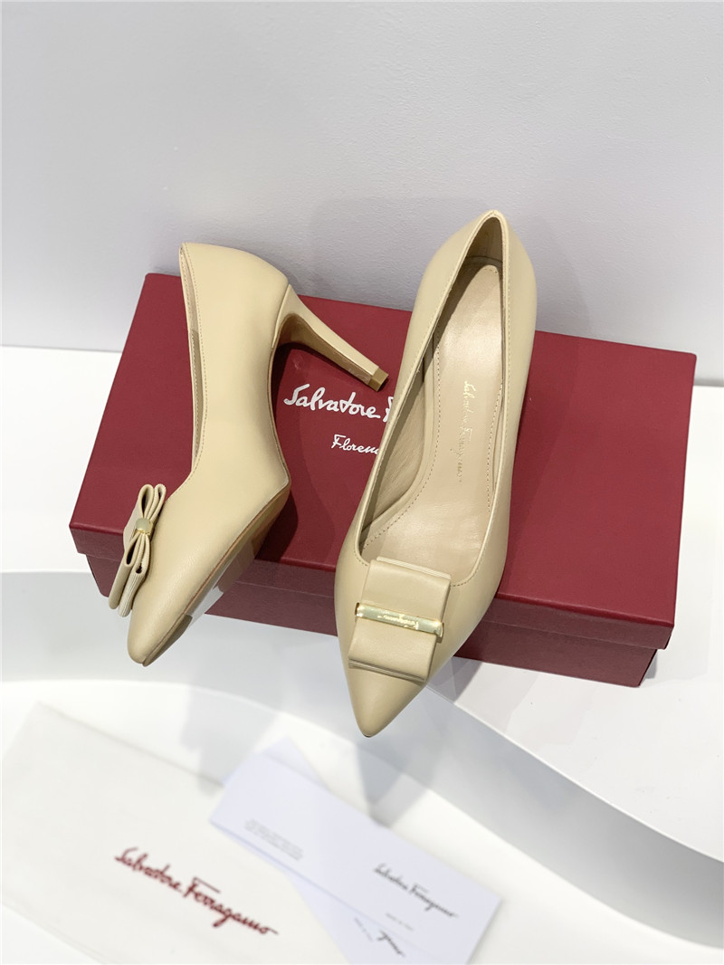 Salvatore Ferragamo double bow pointed toe high heels shoes