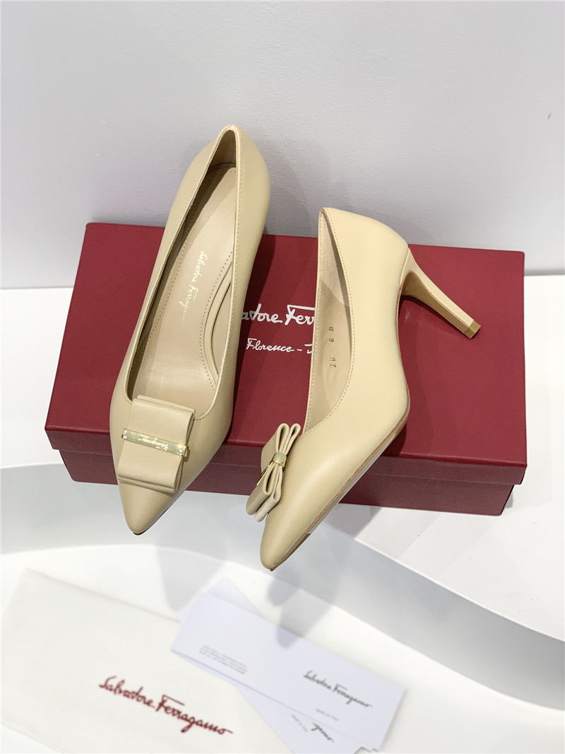 Salvatore Ferragamo double bow pointed toe high heels shoes