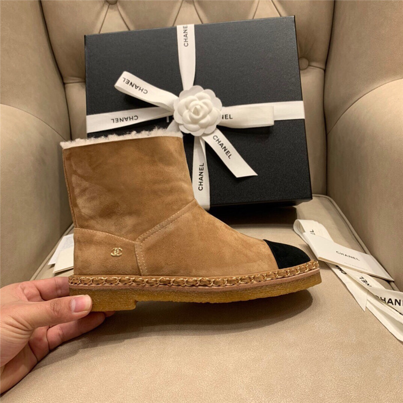 Ch**el brown suede leather shearling snow boots