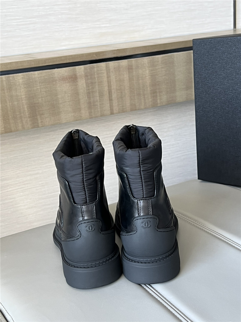 Ch**el calfskin nylon ankle snow boots