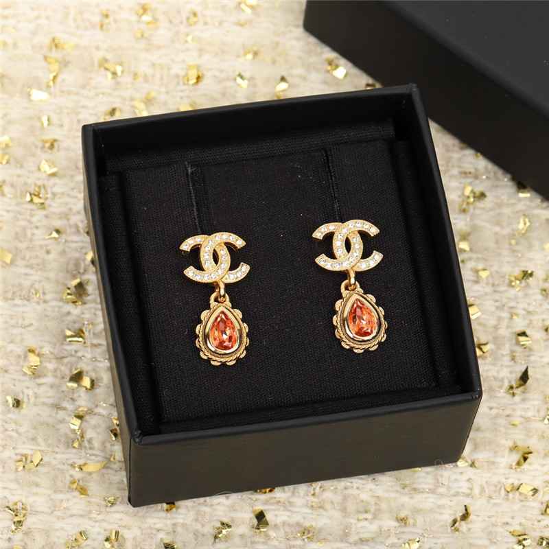 Ch**el double c drop lace drop earrings