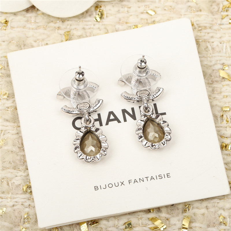 Ch**el double c drop lace drop earrings