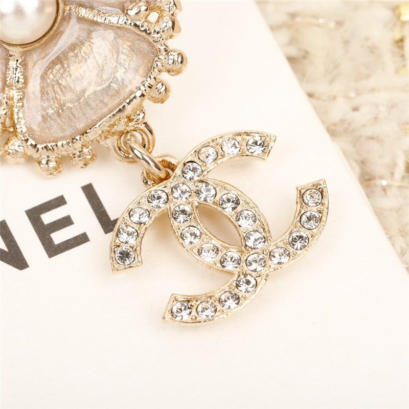 Ch**el four leaf clover double c earrings