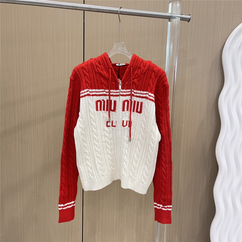 M1um1u pure wool hooded cardigan